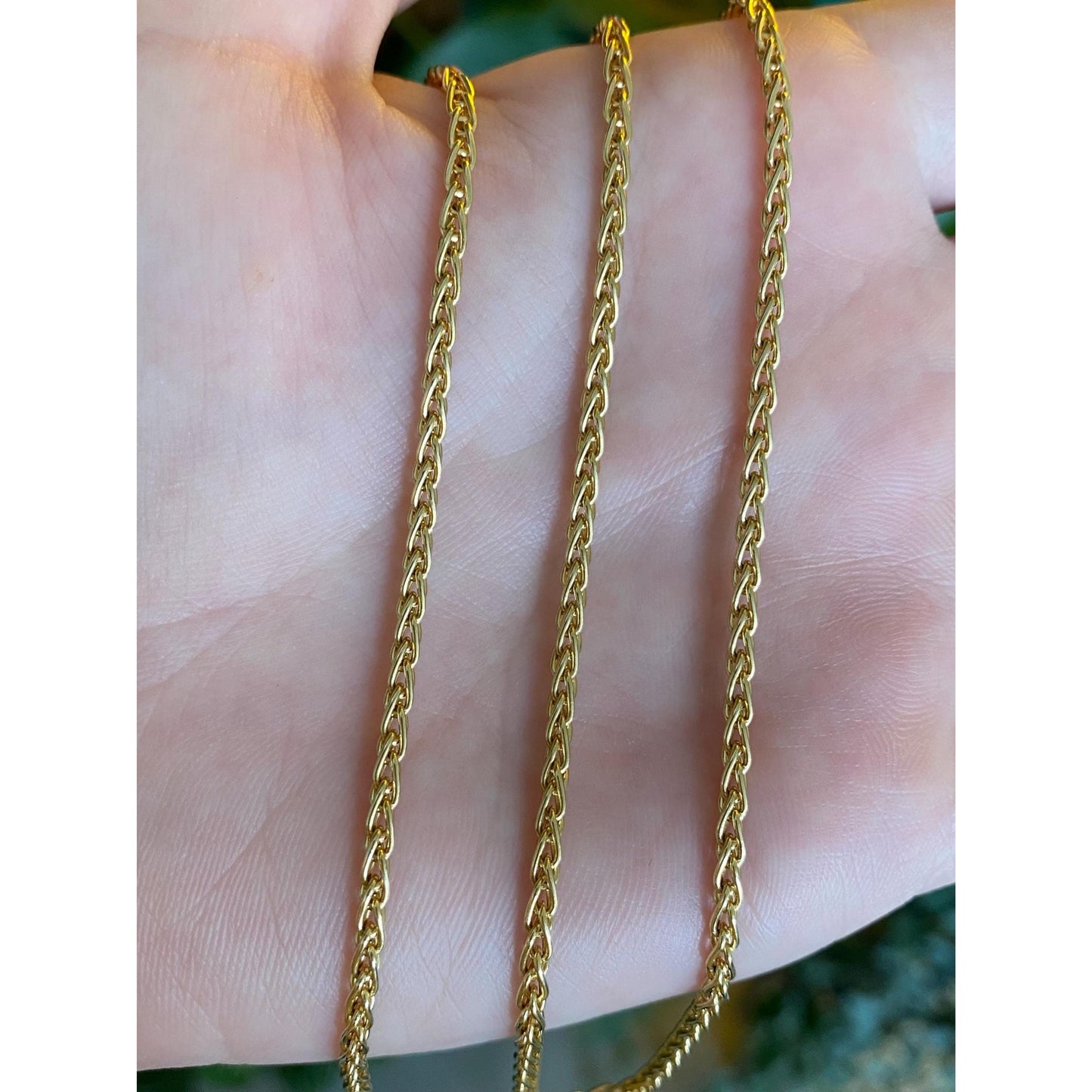 Vintage Solid 18k Yellow Gold Wheat Chain Necklace - 24 inches