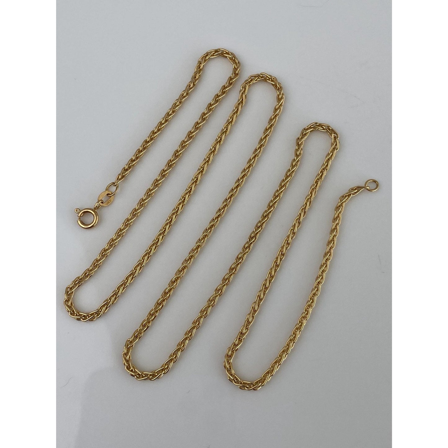 Vintage Solid 18k Yellow Gold Wheat Chain Necklace - 24 inches