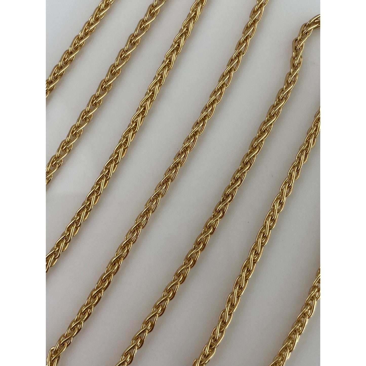 Vintage Solid 18k Yellow Gold Wheat Chain Necklace - 24 inches