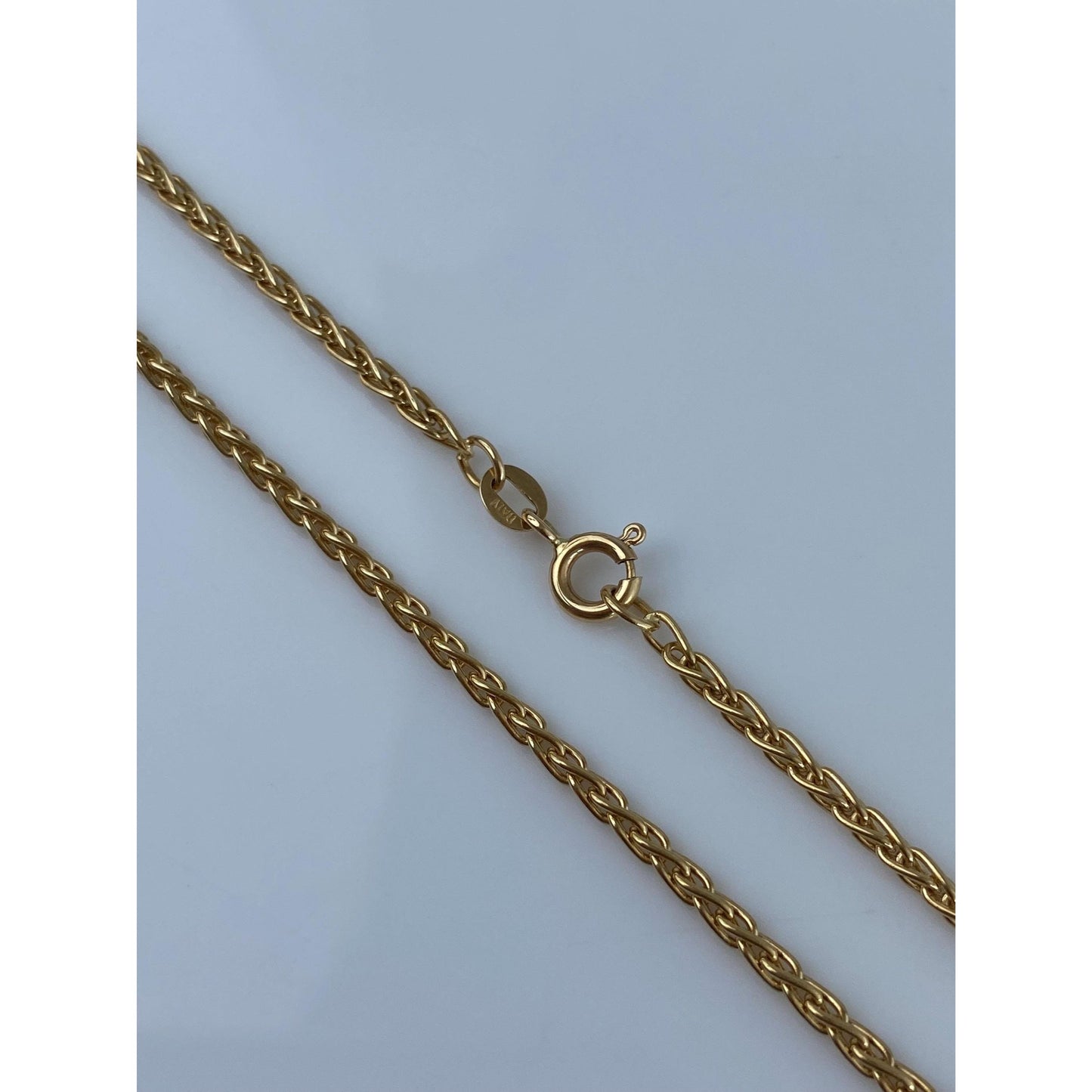 Vintage Solid 18k Yellow Gold Wheat Chain Necklace - 24 inches