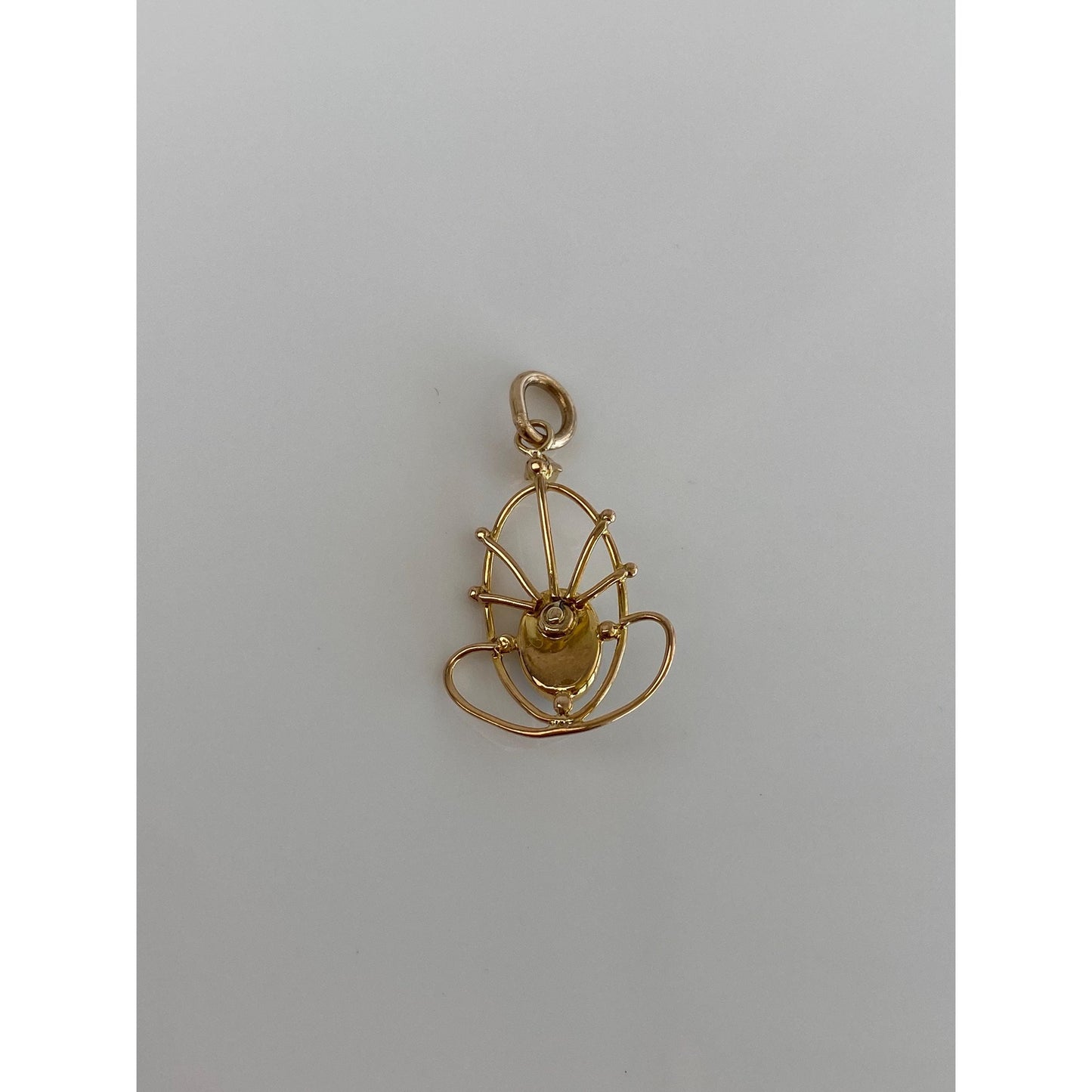 Vintage Solid 10k Yellow Gold Turquoise Seed Pearl Stick Pin Conversion Charm