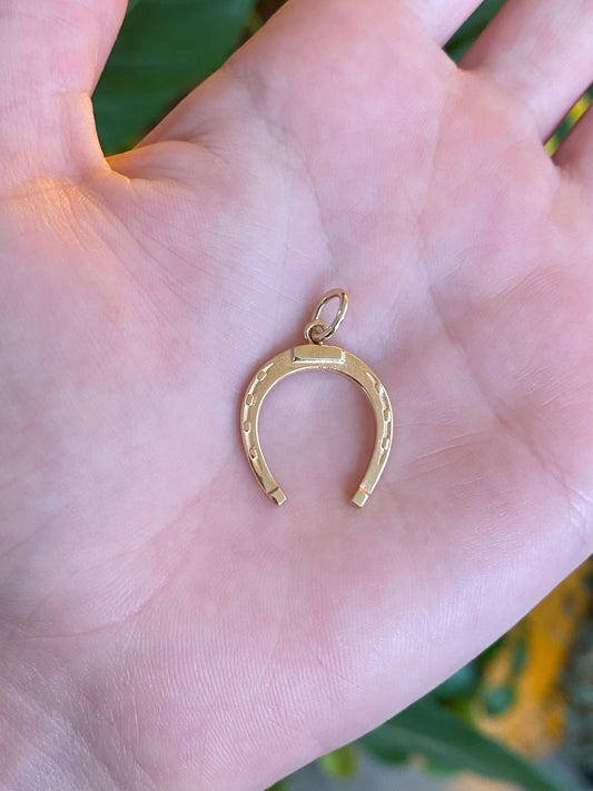 Vintage Solid 14k Yellow Gold Horseshoe Charm