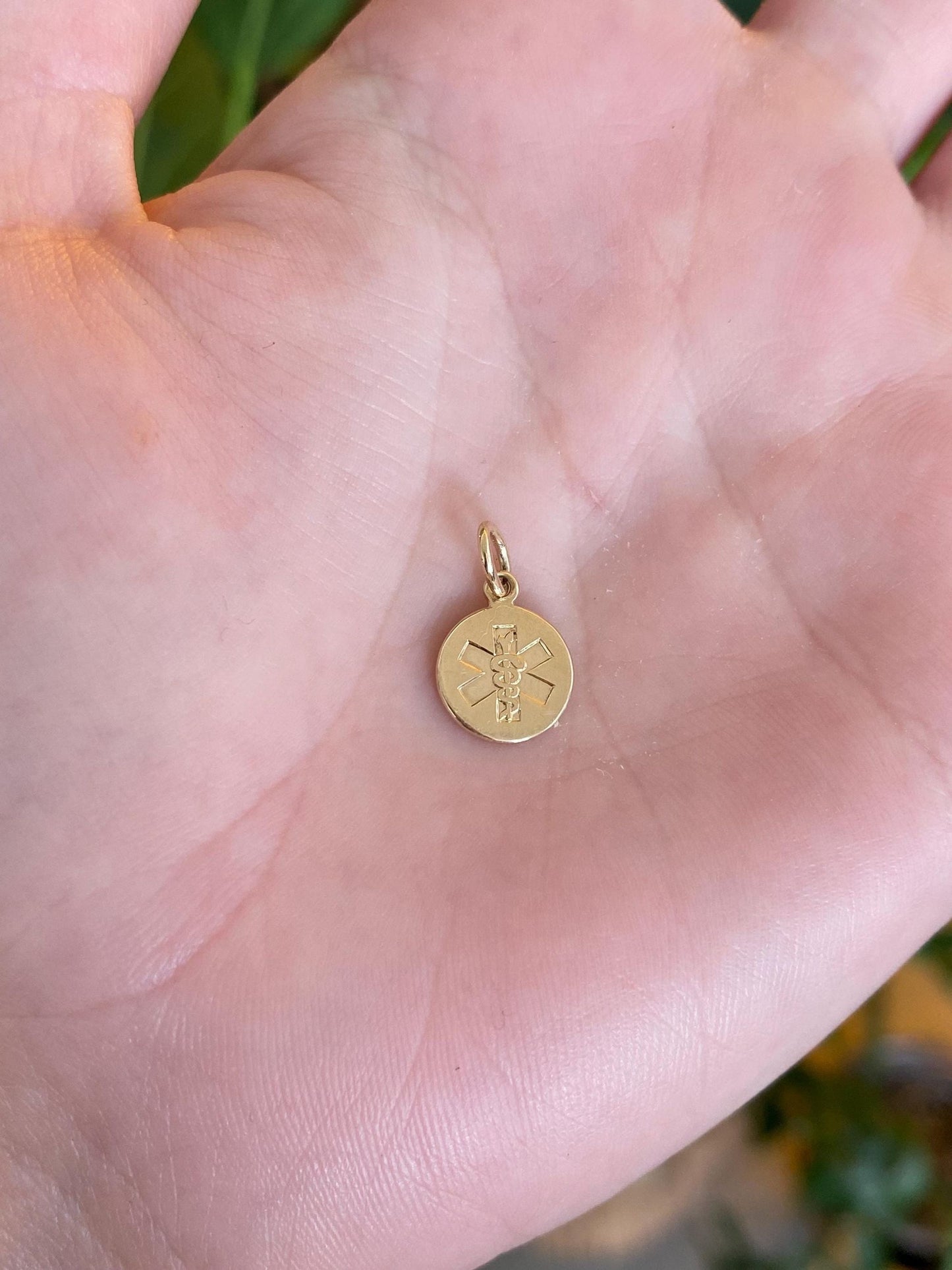 Vintage Solid 14k Yellow Gold Medical Rod of Asclepius Charm