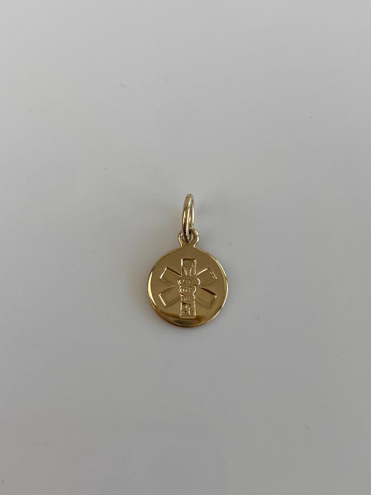 Vintage Solid 14k Yellow Gold Medical Rod of Asclepius Charm