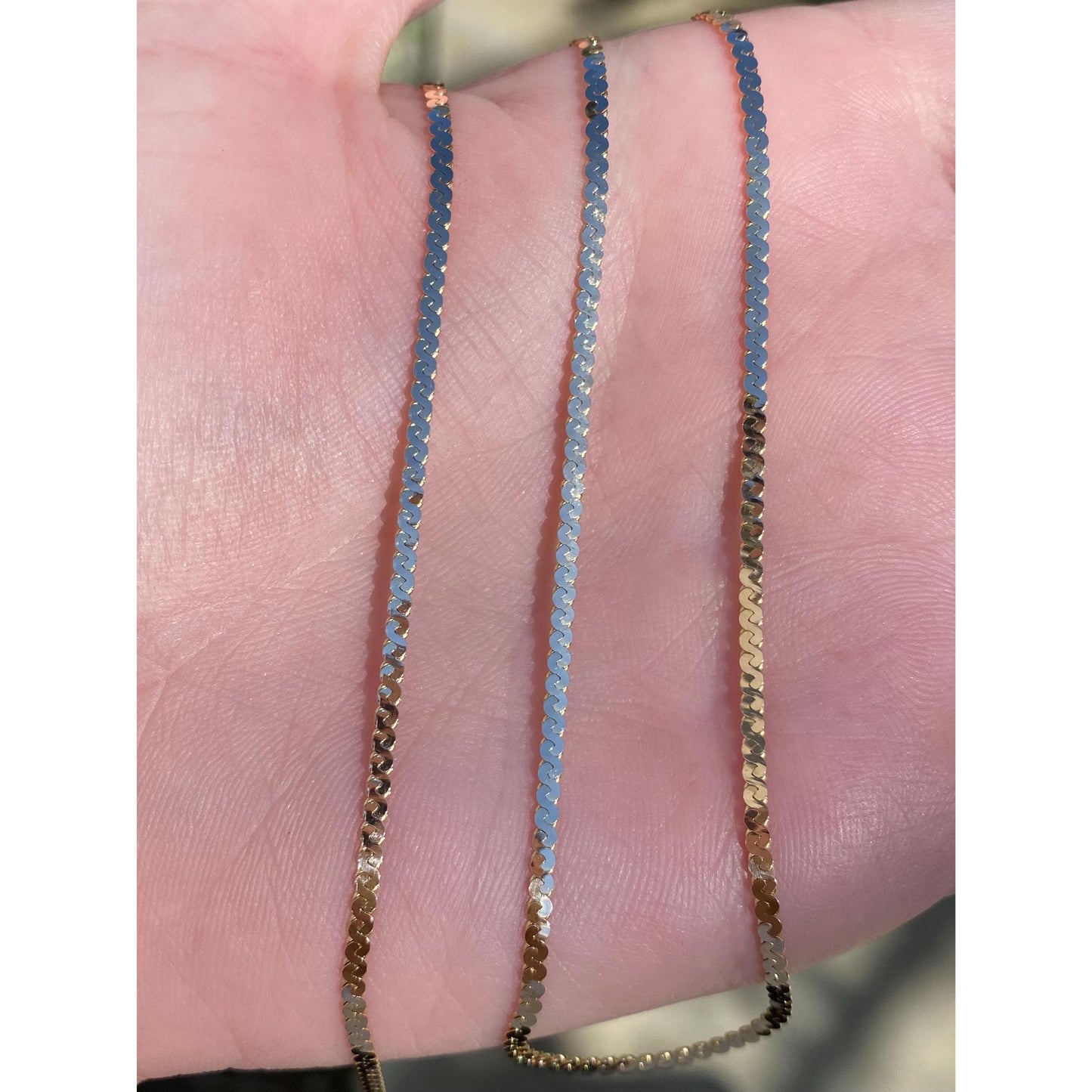 Vintage Solid 14k Yellow Gold Long Chunky Serpentine Chain Necklace - 30 inches