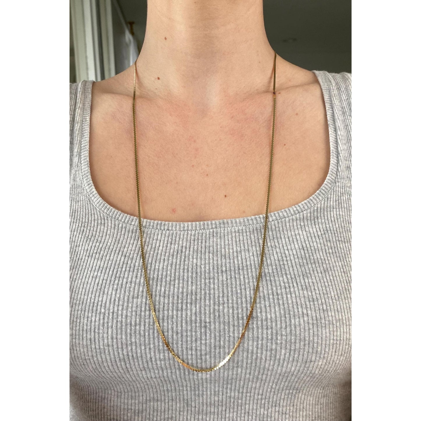 Vintage Solid 14k Yellow Gold Long Chunky Serpentine Chain Necklace - 30 inches
