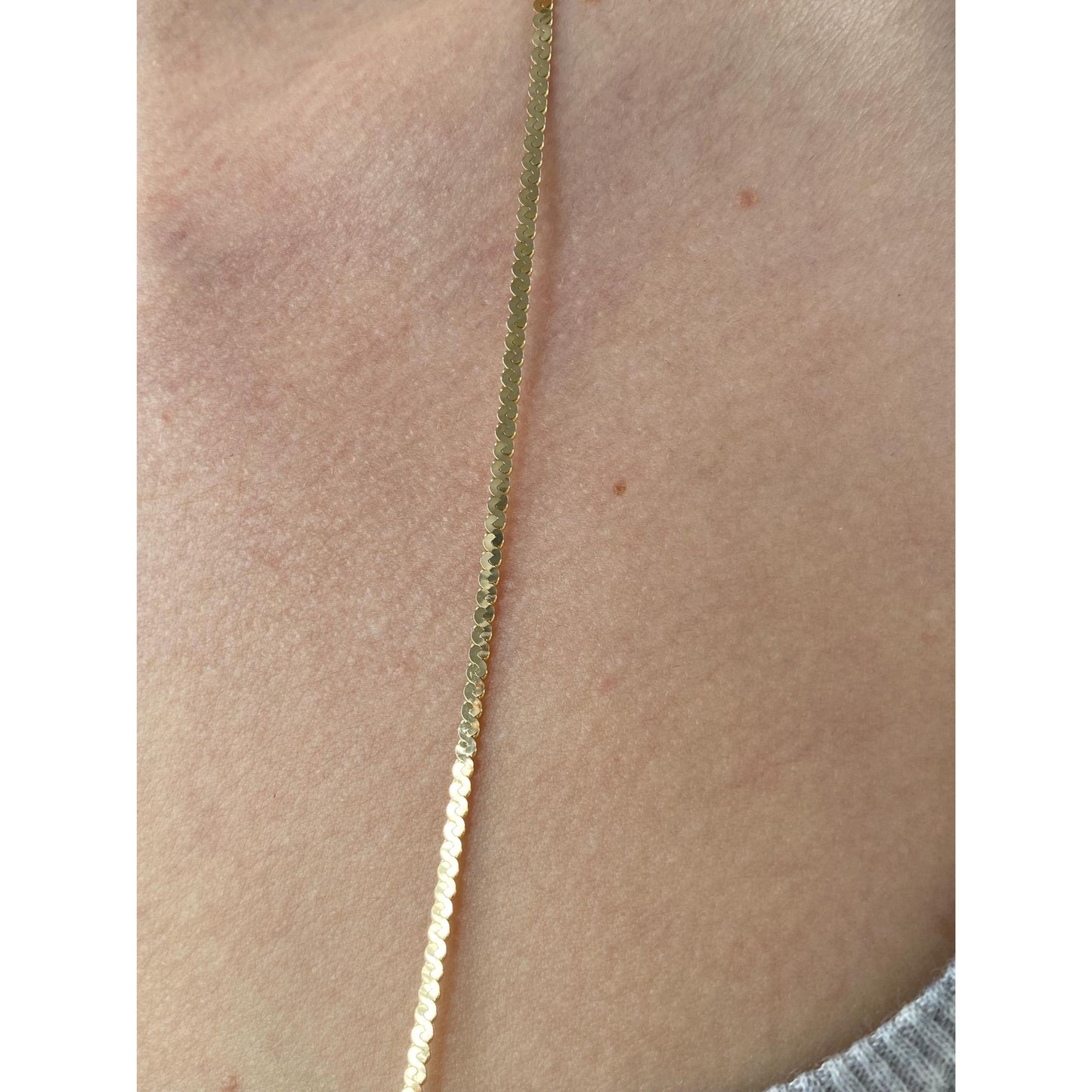 Vintage Solid 14k Yellow Gold Long Chunky Serpentine Chain Necklace - 30 inches