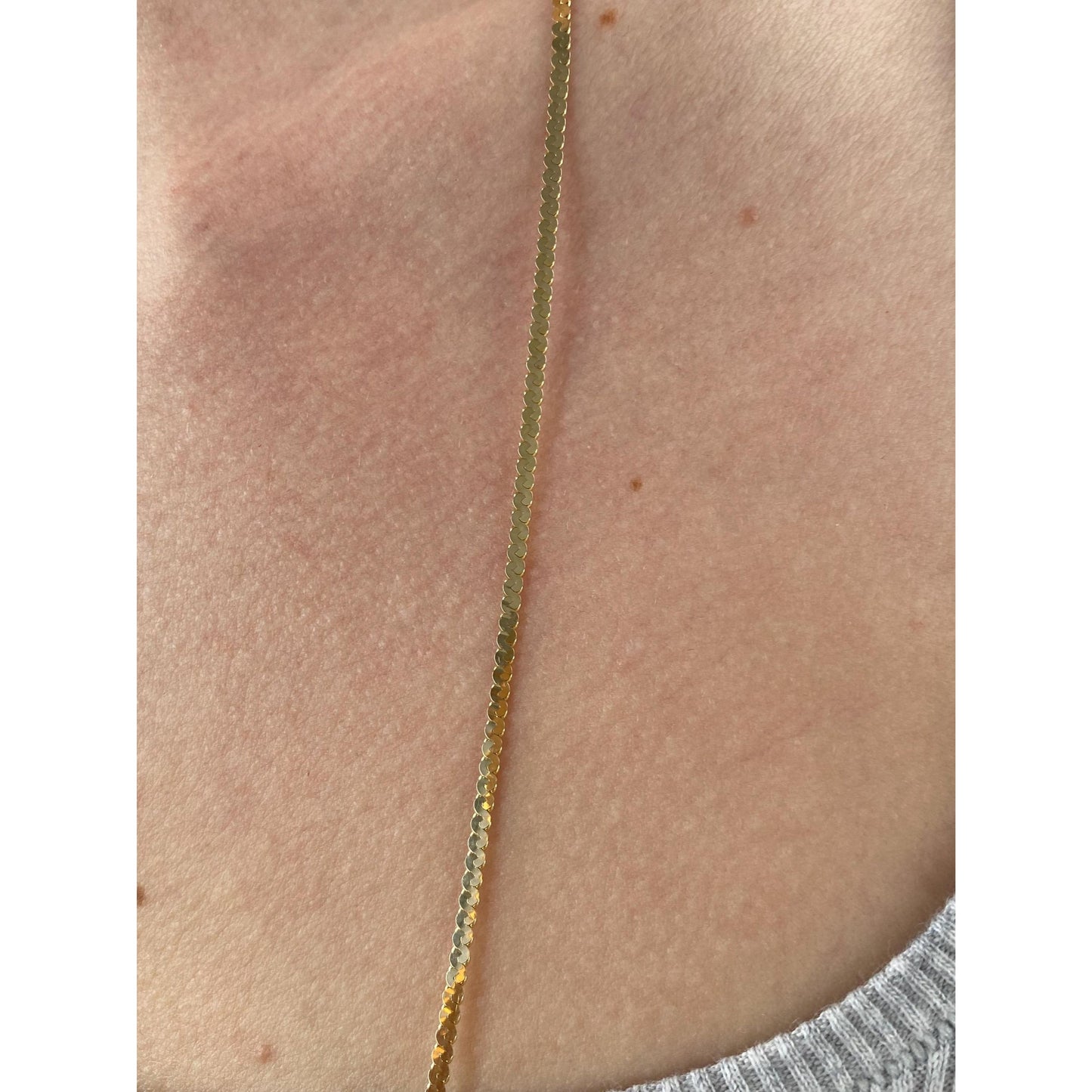 Vintage Solid 14k Yellow Gold Long Chunky Serpentine Chain Necklace - 30 inches