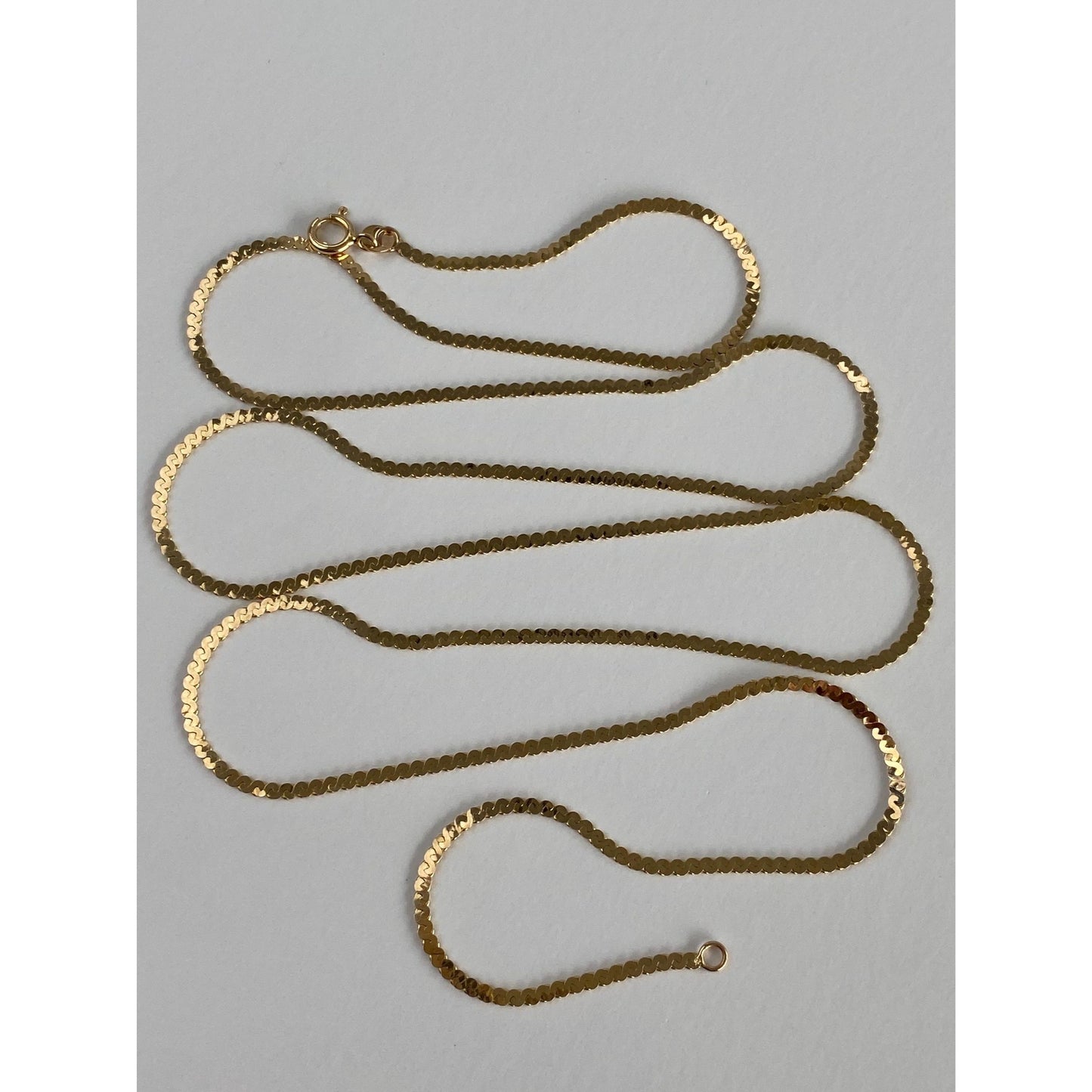 Vintage Solid 14k Yellow Gold Long Chunky Serpentine Chain Necklace - 30 inches