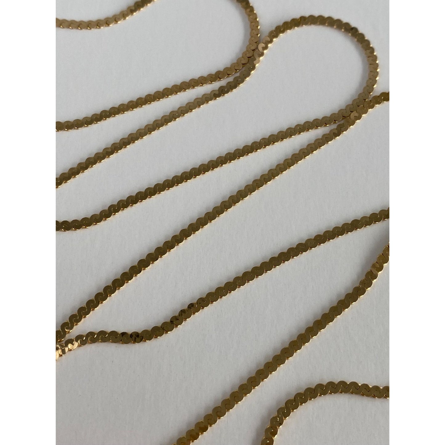 Vintage Solid 14k Yellow Gold Long Chunky Serpentine Chain Necklace - 30 inches
