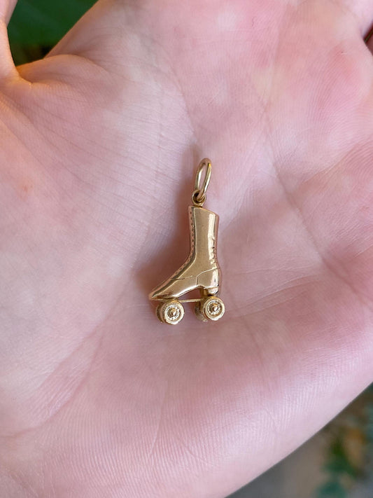 Vintage 14k Yellow Gold Articulated Roller Skate Charm