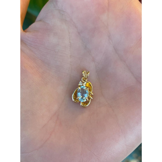 Vintage Solid 14k Yellow Gold Diamond Topaz Charm