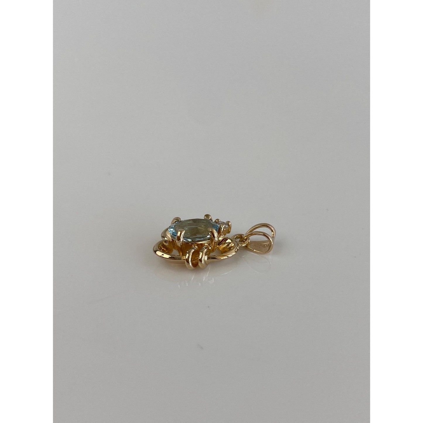 Vintage Solid 14k Yellow Gold Diamond Topaz Charm