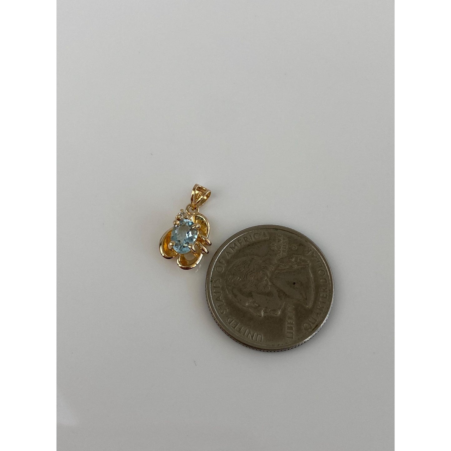 Vintage Solid 14k Yellow Gold Diamond Topaz Charm