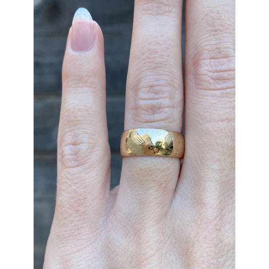 Vintage Solid 14k Yellow Gold Crosshatch Ring Band - Size 5.75