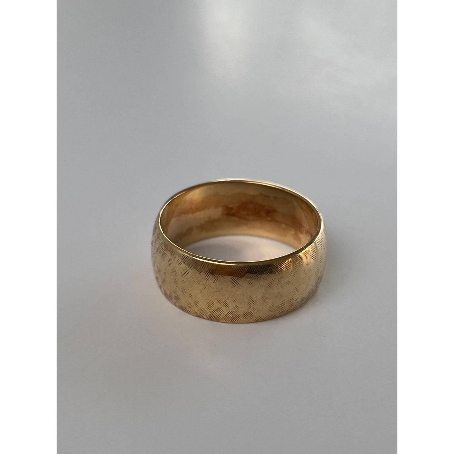 Vintage Solid 14k Yellow Gold Crosshatch Ring Band - Size 5.75