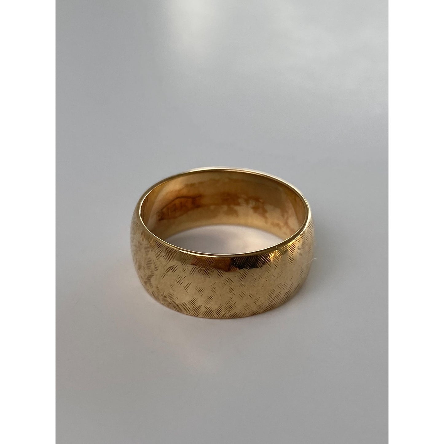 Vintage Solid 14k Yellow Gold Crosshatch Ring Band - Size 5.75