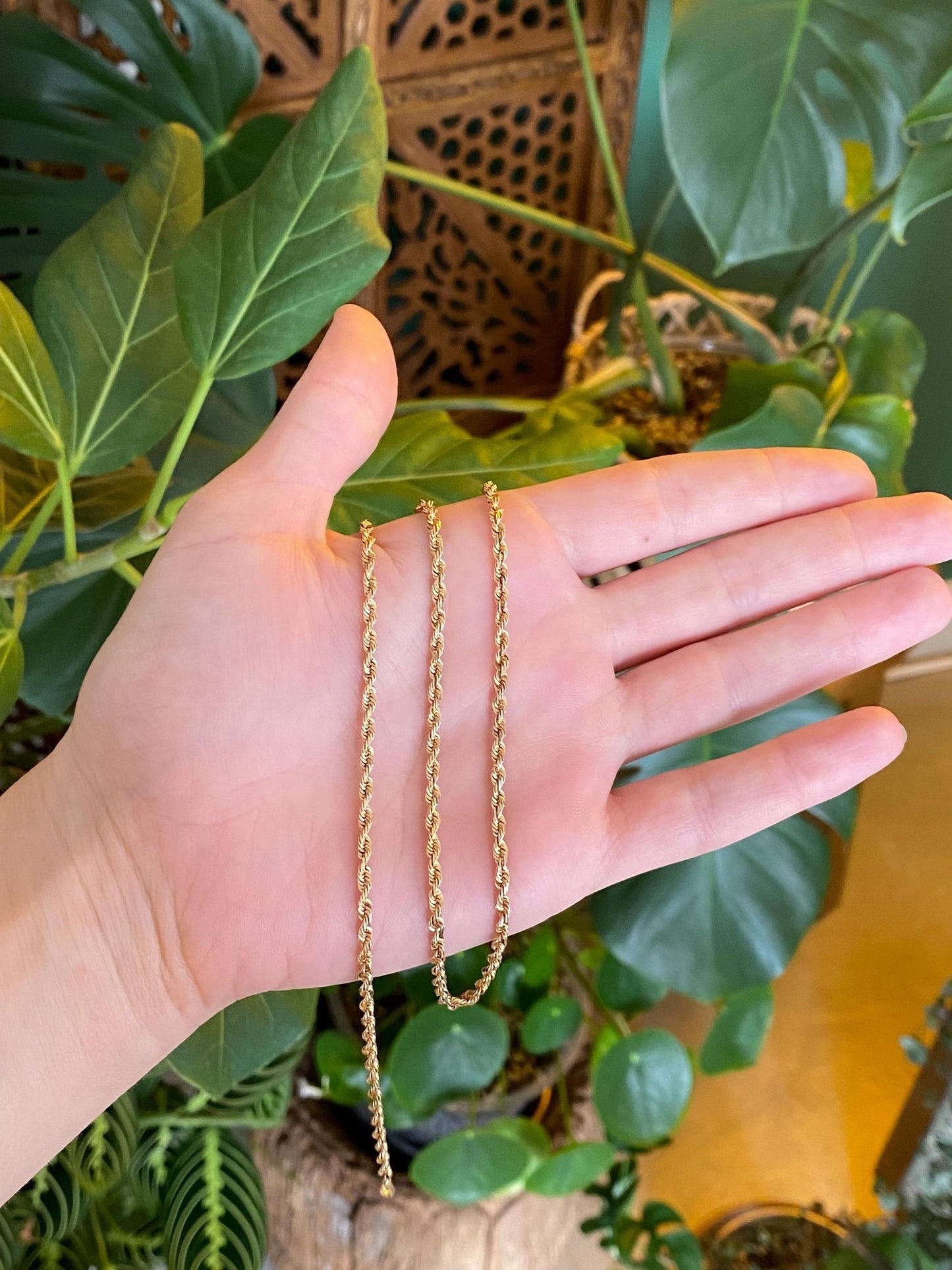 Vintage Solid 14k Yellow Gold Rope Chain Necklace - 20.5 inches