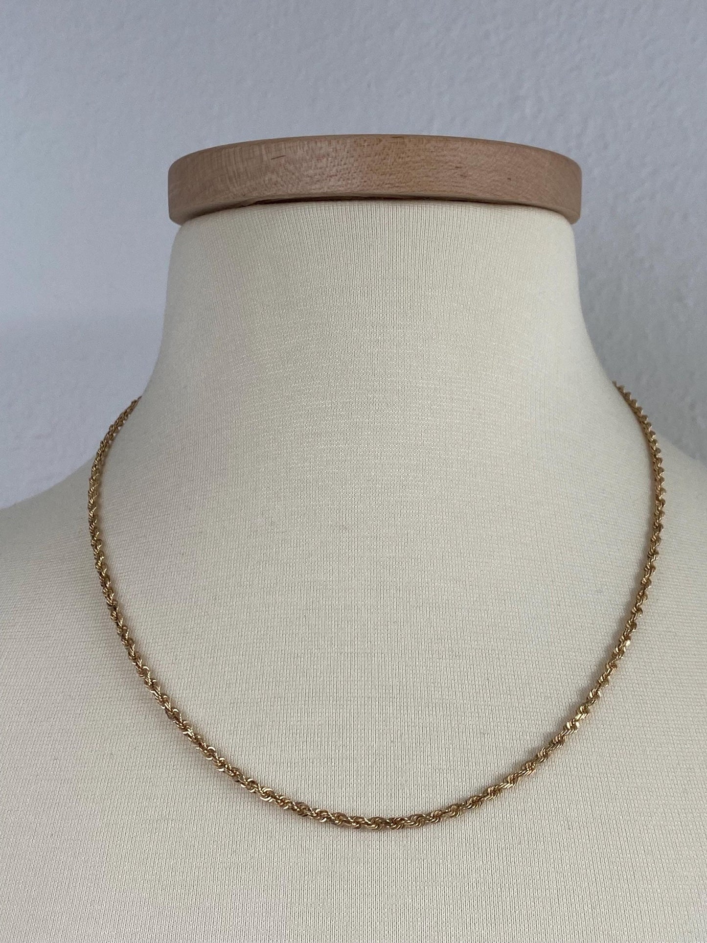 Vintage Solid 14k Yellow Gold Rope Chain Necklace - 20.5 inches