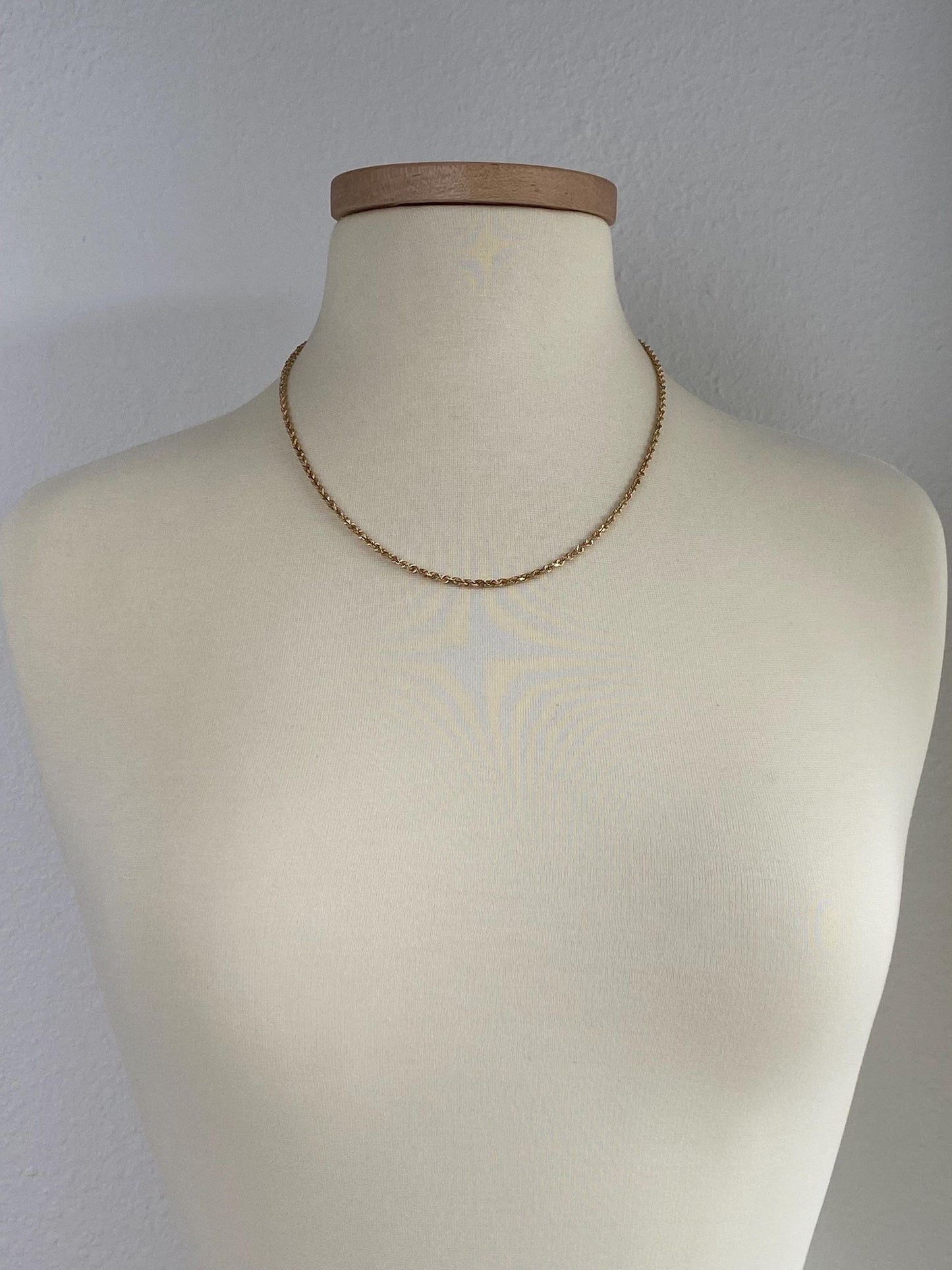 Vintage Solid 14k Yellow Gold Rope Chain Necklace - 20.5 inches