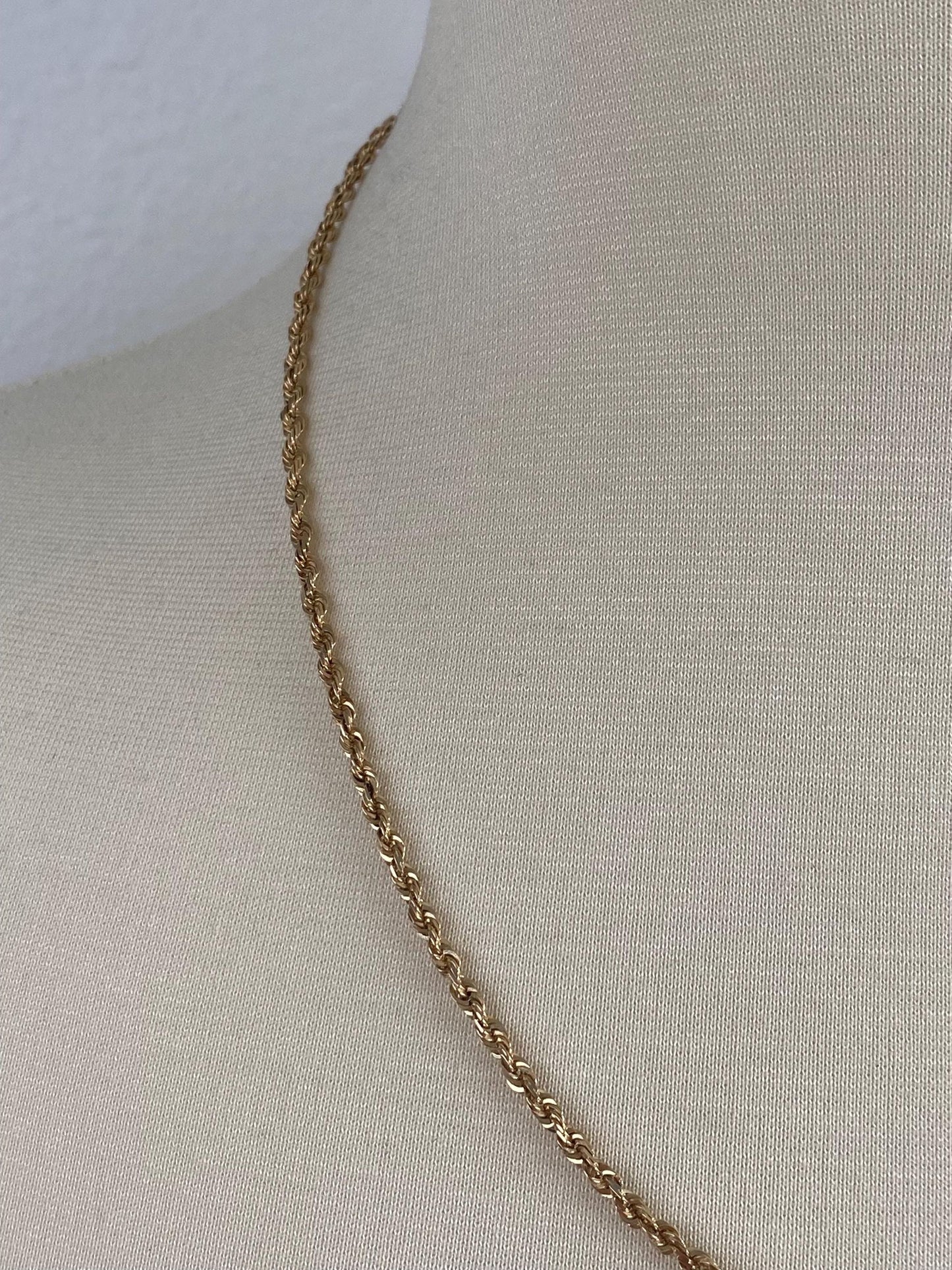Vintage Solid 14k Yellow Gold Rope Chain Necklace - 20.5 inches