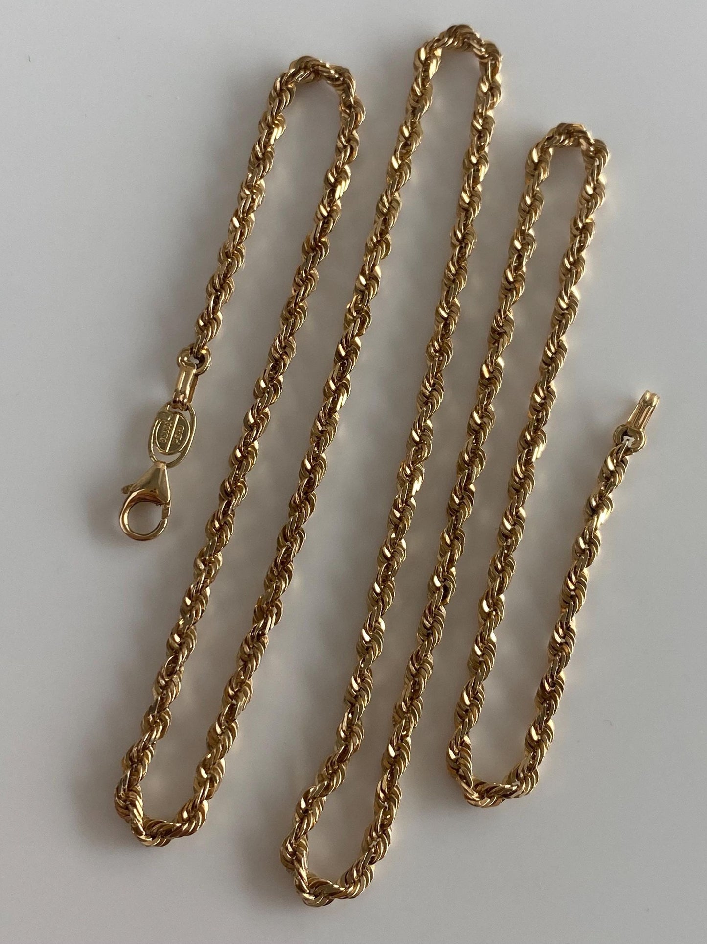 Vintage Solid 14k Yellow Gold Rope Chain Necklace - 20.5 inches