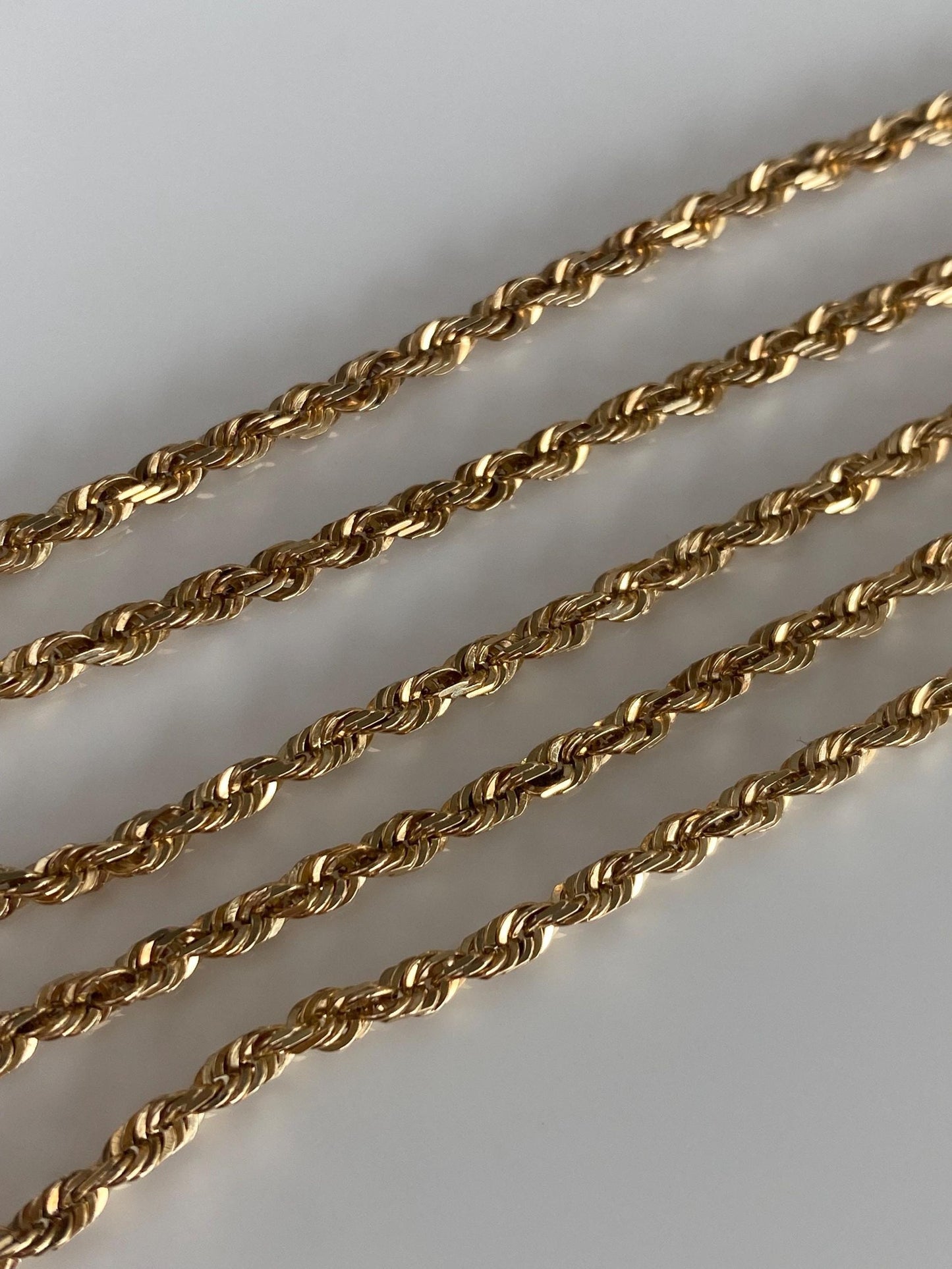 Vintage Solid 14k Yellow Gold Rope Chain Necklace - 20.5 inches