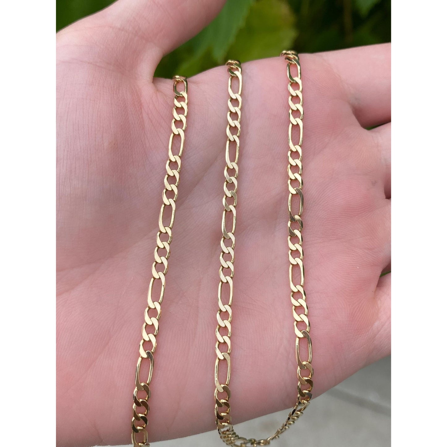 Vintage Solid 14k Yellow Gold Figaro Chain Necklace - 22 inches
