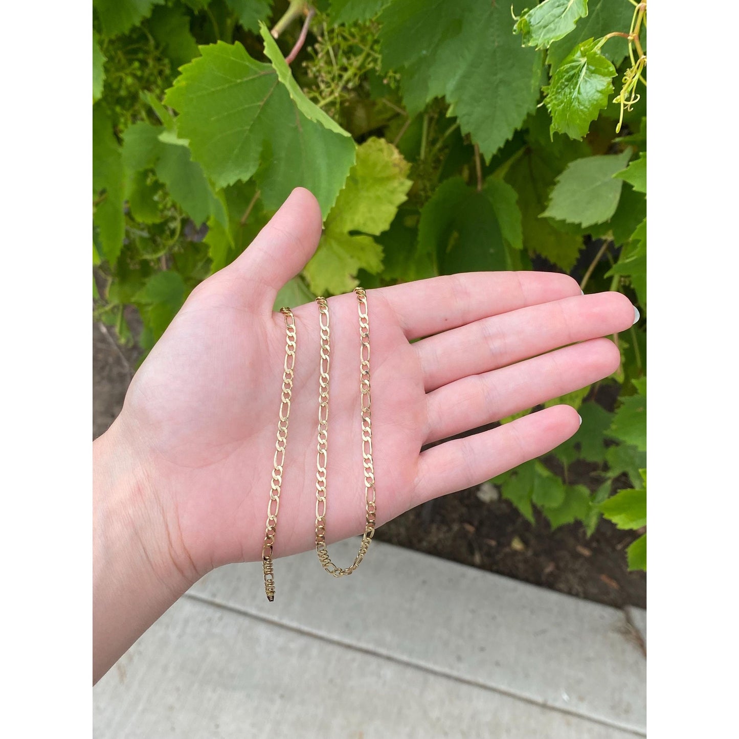 Vintage Solid 14k Yellow Gold Figaro Chain Necklace - 22 inches