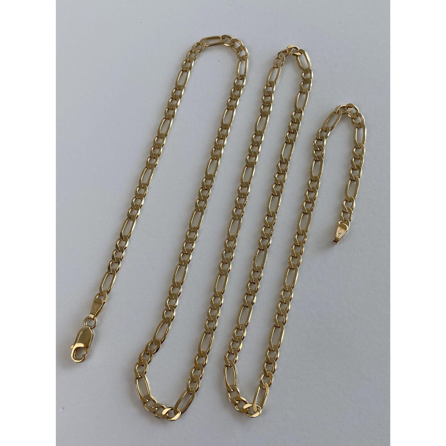 Vintage Solid 14k Yellow Gold Figaro Chain Necklace - 22 inches