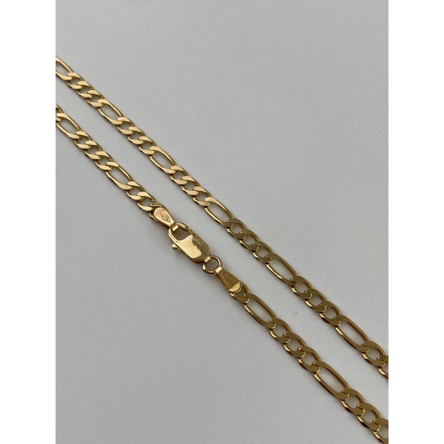 Vintage Solid 14k Yellow Gold Figaro Chain Necklace - 22 inches