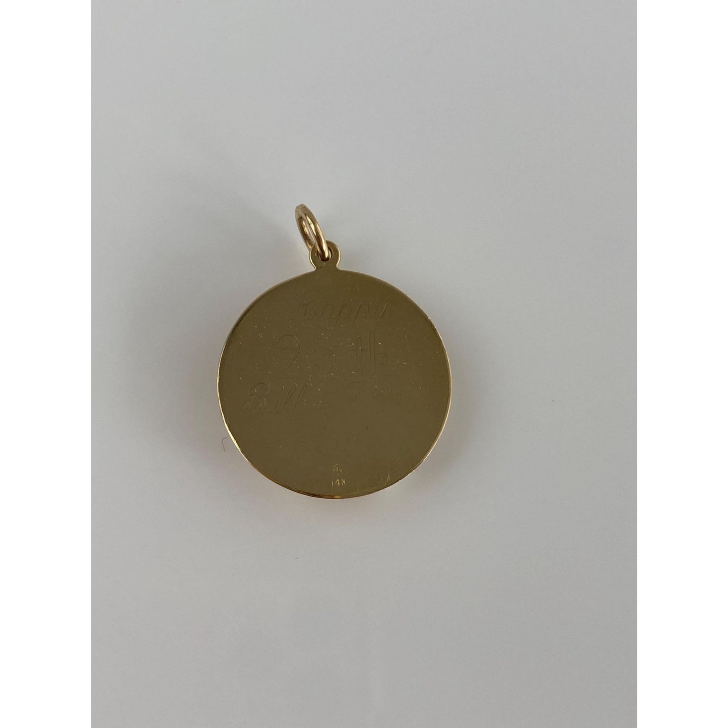 Vintage Solid 14k Yellow Gold Pink Sapphire Pearls Engine Turned Bells Charm