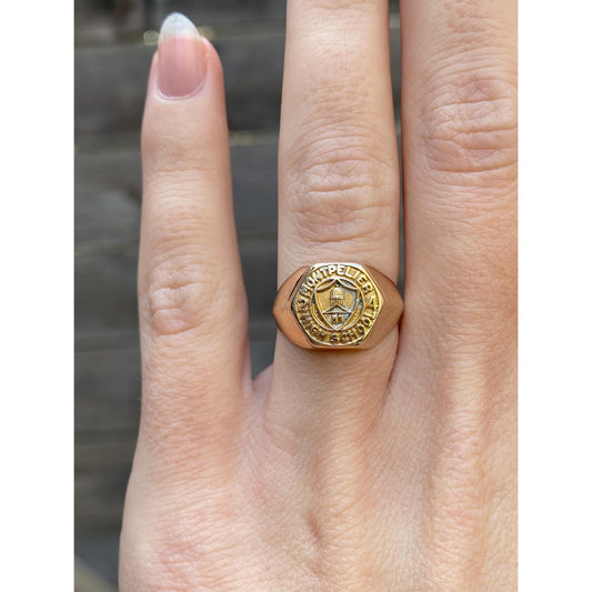 Vintage Solid 10k Yellow Gold 'Montpelier H.S.' Class Ring - Size 4.75