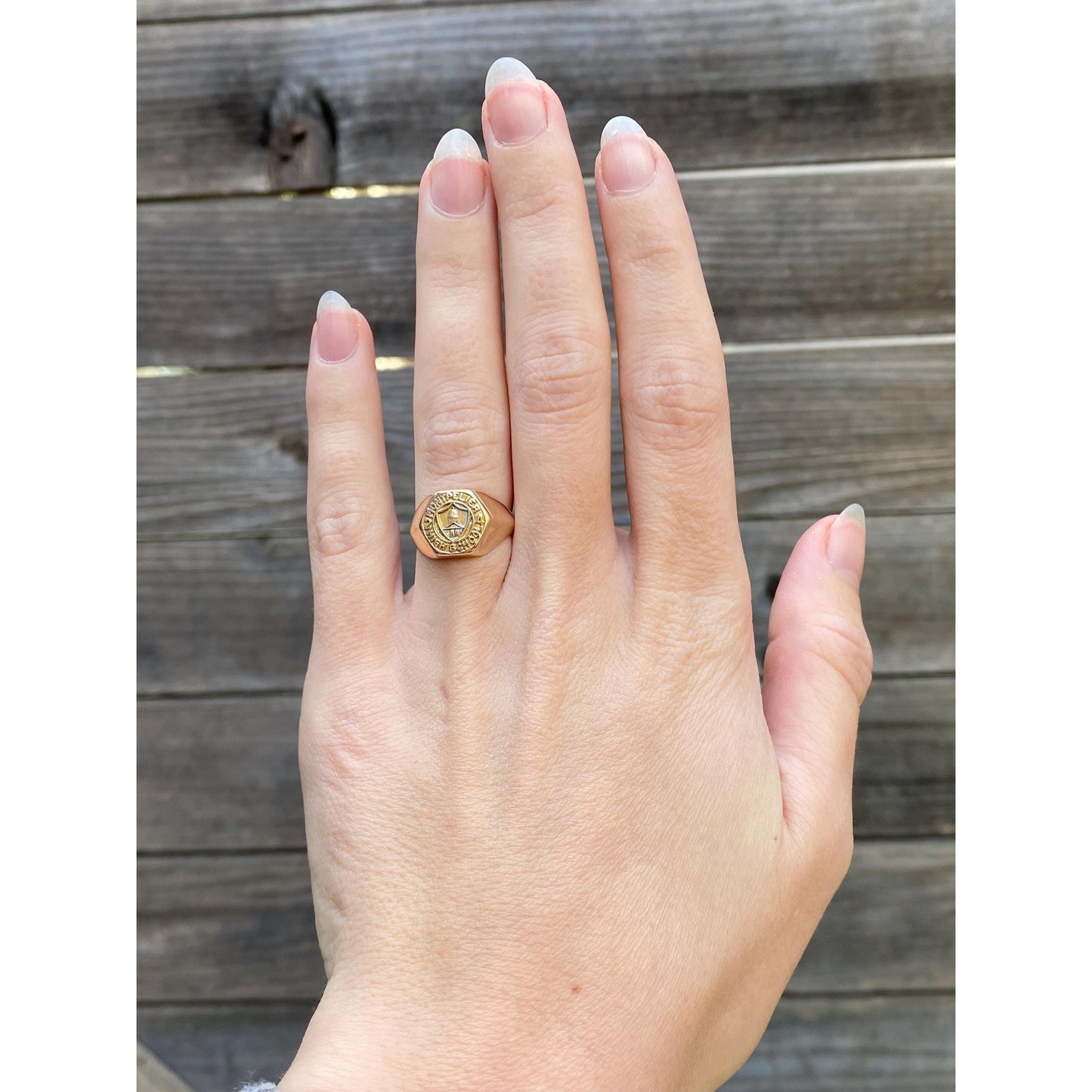 Vintage Solid 10k Yellow Gold 'Montpelier H.S.' Class Ring - Size 4.75