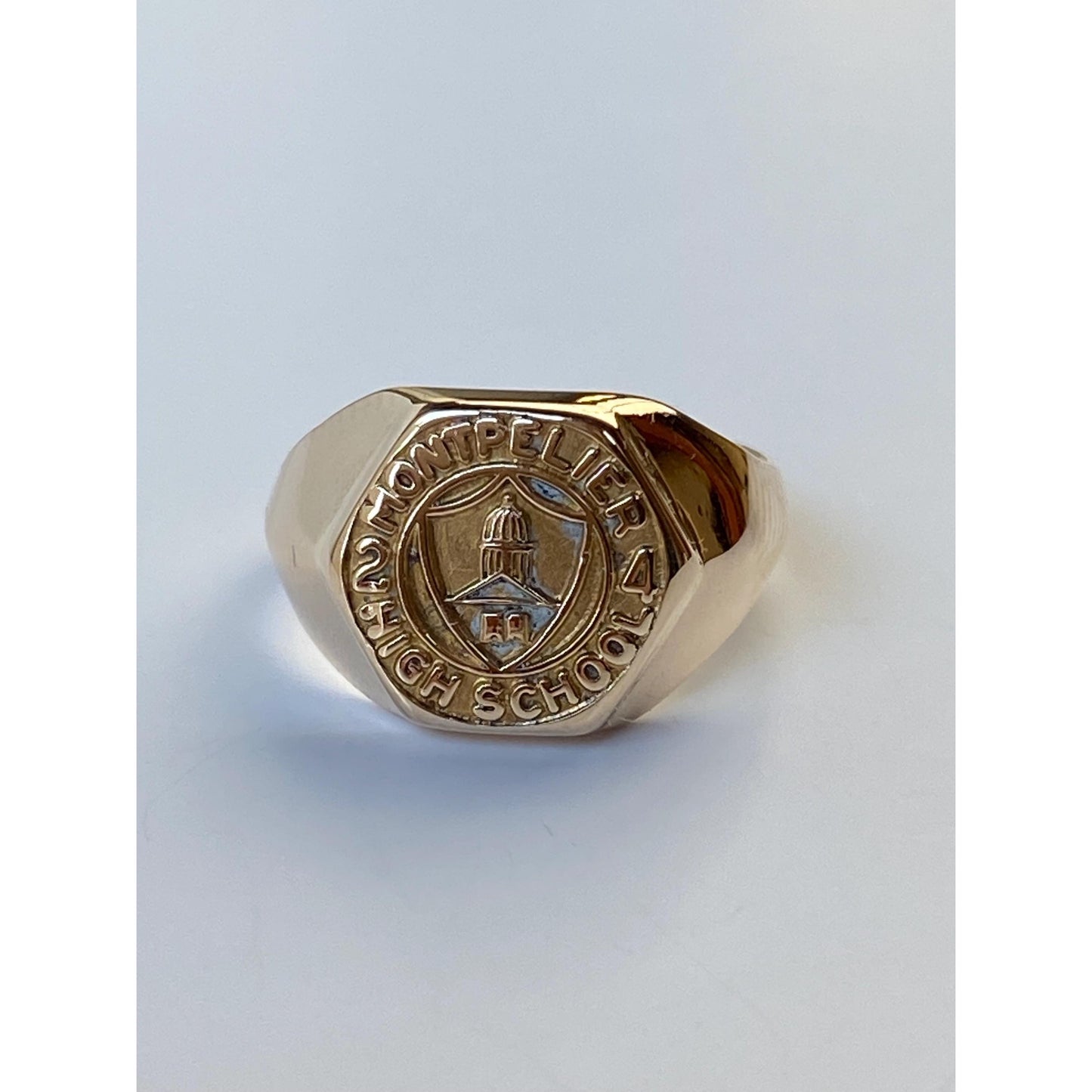 Vintage Solid 10k Yellow Gold 'Montpelier H.S.' Class Ring - Size 4.75