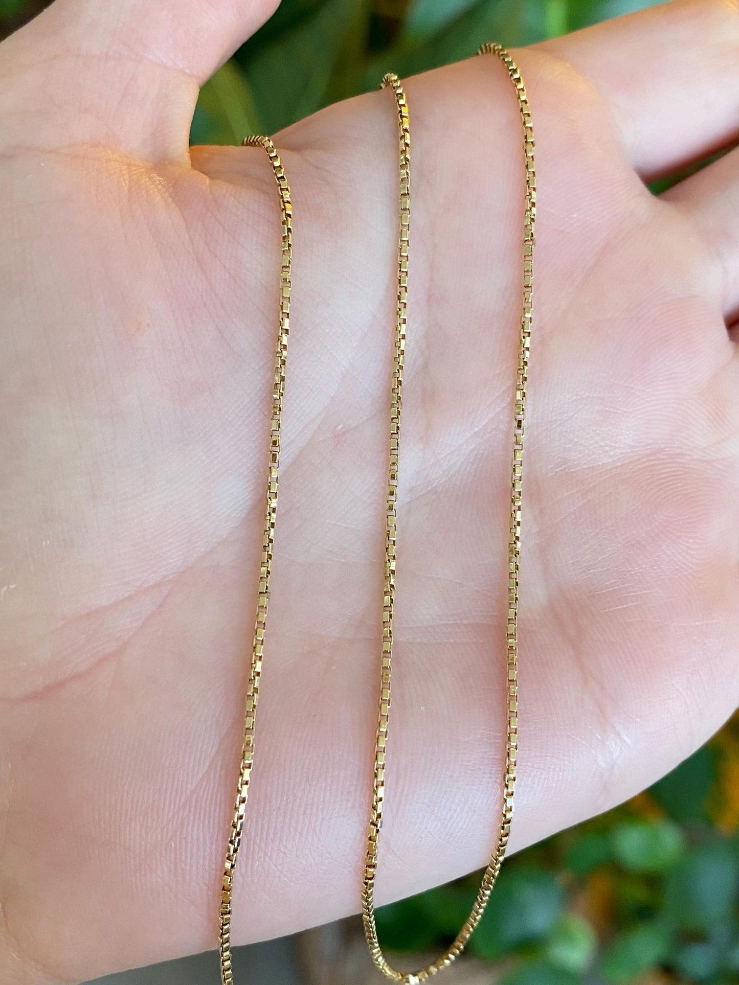 Vintage Solid 18k Yellow Gold Box Chain w/ Extender Necklace - 22.75 inches
