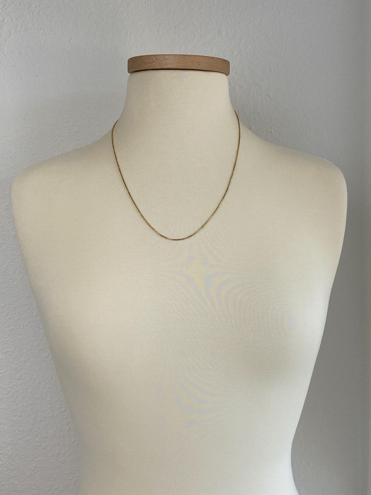 Vintage Solid 18k Yellow Gold Box Chain w/ Extender Necklace - 22.75 inches