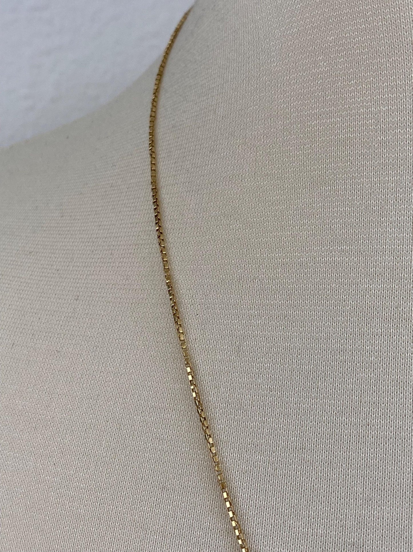 Vintage Solid 18k Yellow Gold Box Chain w/ Extender Necklace - 22.75 inches