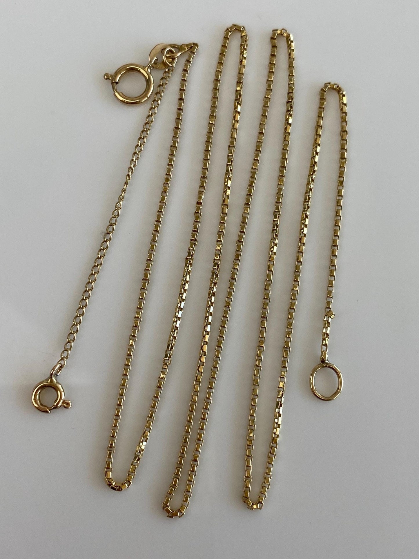 Vintage Solid 18k Yellow Gold Box Chain w/ Extender Necklace - 22.75 inches