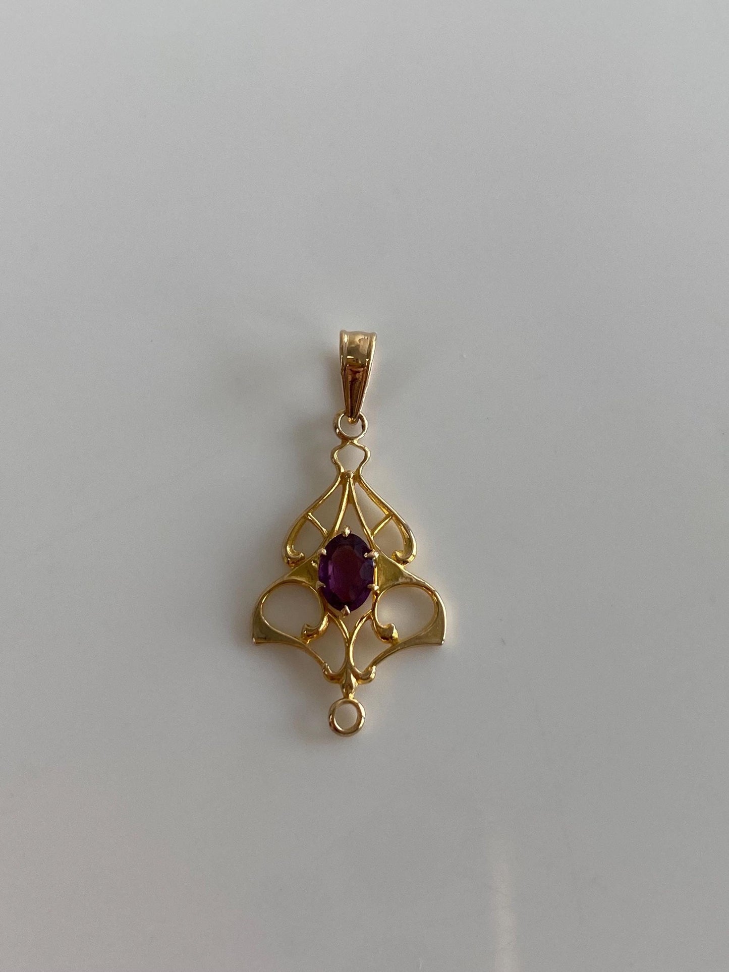 Vintage Solid 10k Yellow Gold Purple Cubic Zirconia Charm