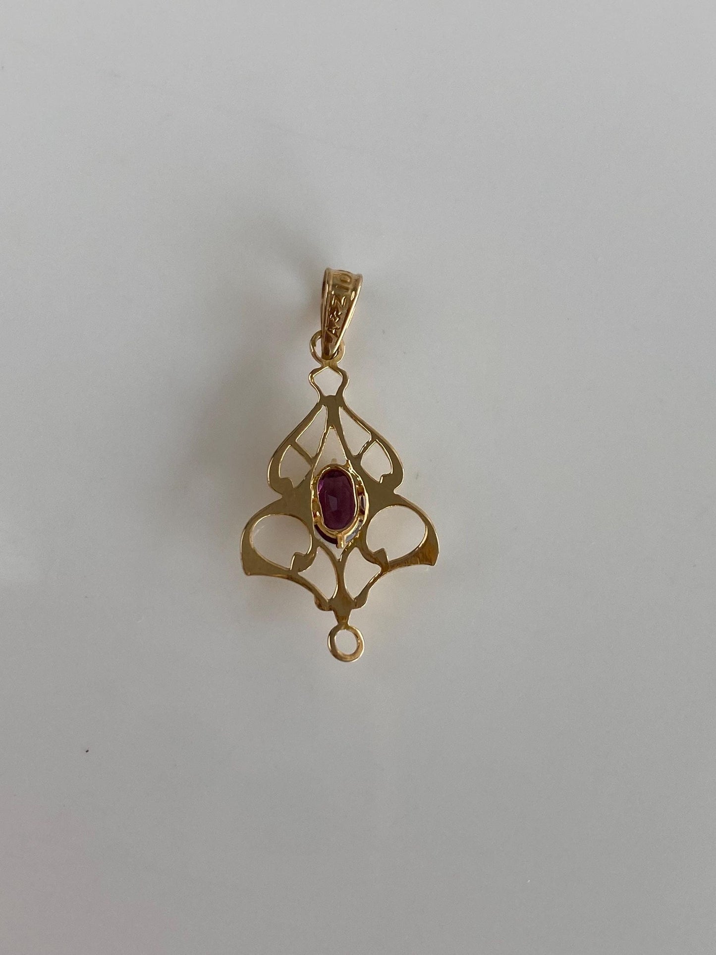 Vintage Solid 10k Yellow Gold Purple Cubic Zirconia Charm