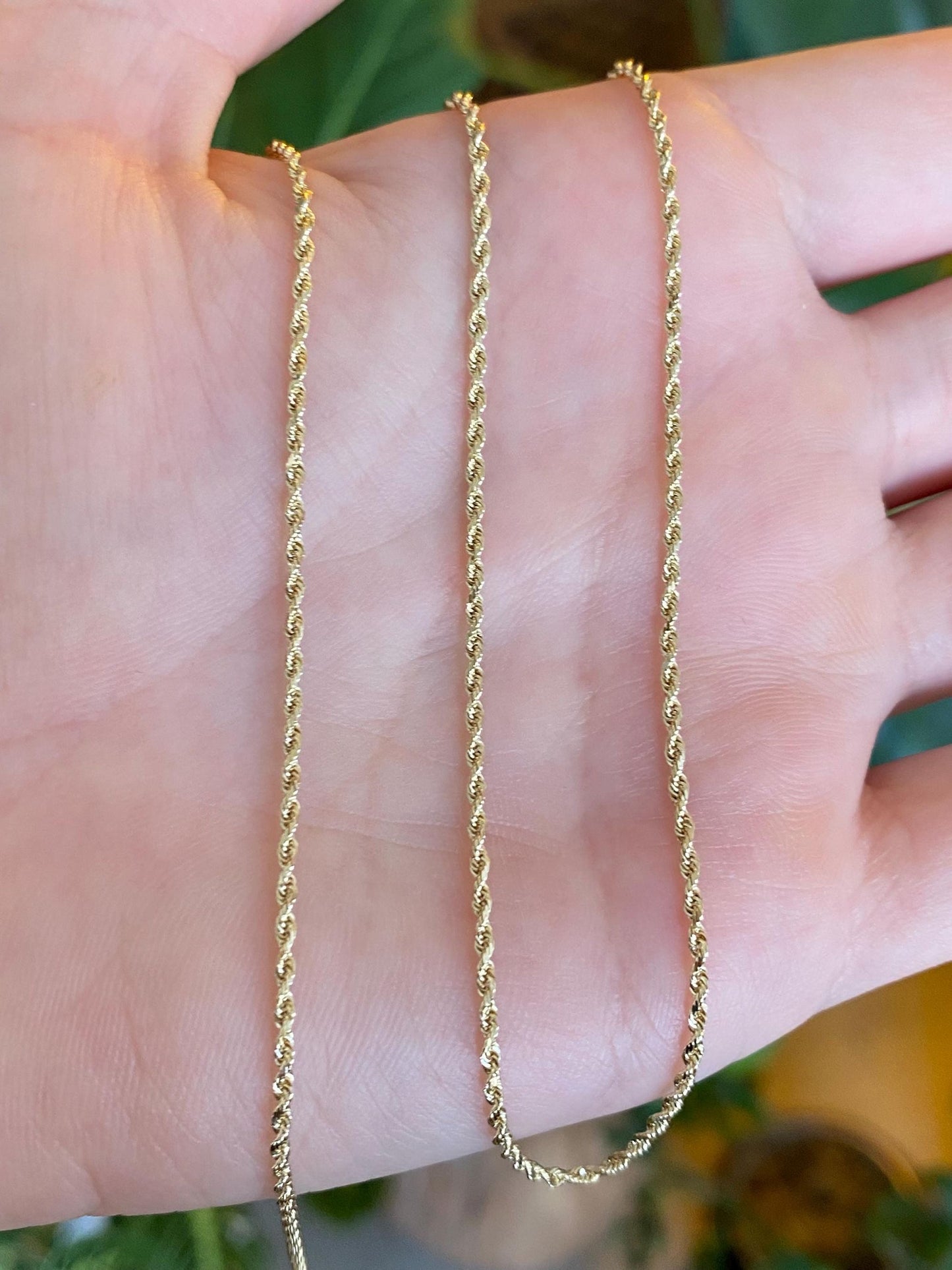 Vintage 14k Yellow Gold Slim Rope Chain Necklace - 21.5 inches