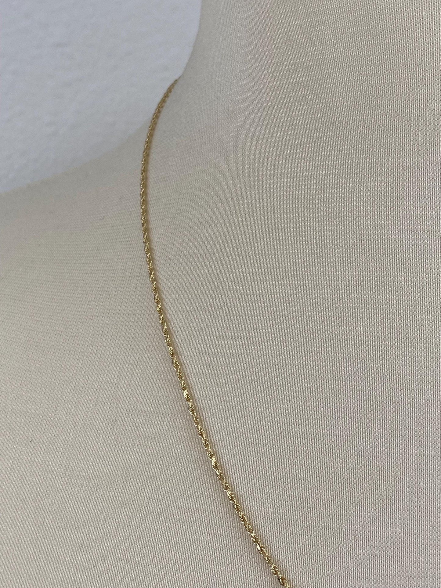 Vintage 14k Yellow Gold Slim Rope Chain Necklace - 21.5 inches