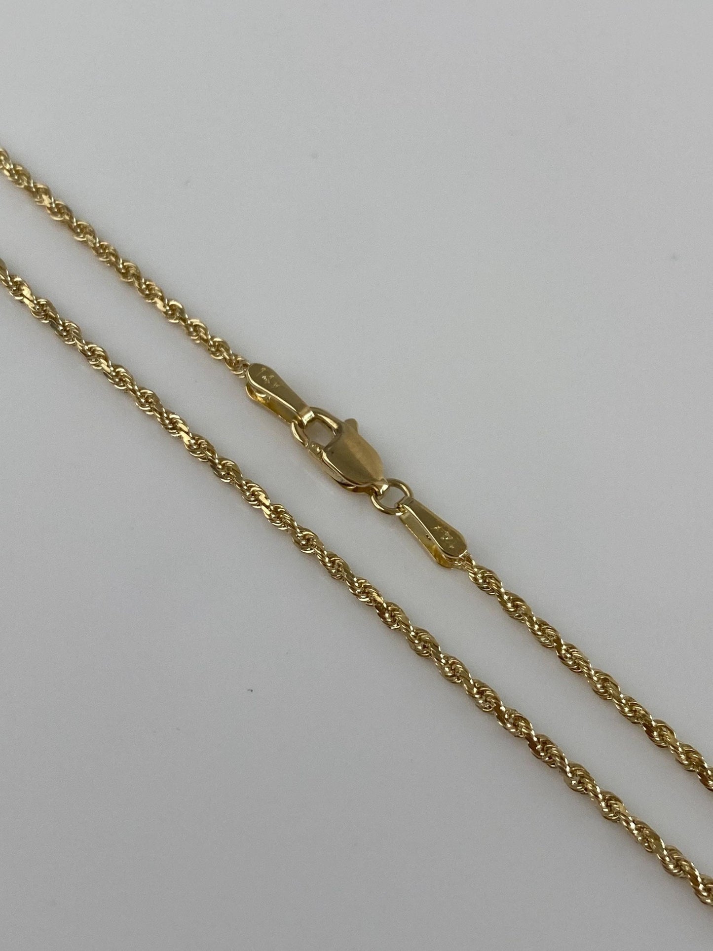 Vintage 14k Yellow Gold Slim Rope Chain Necklace - 21.5 inches