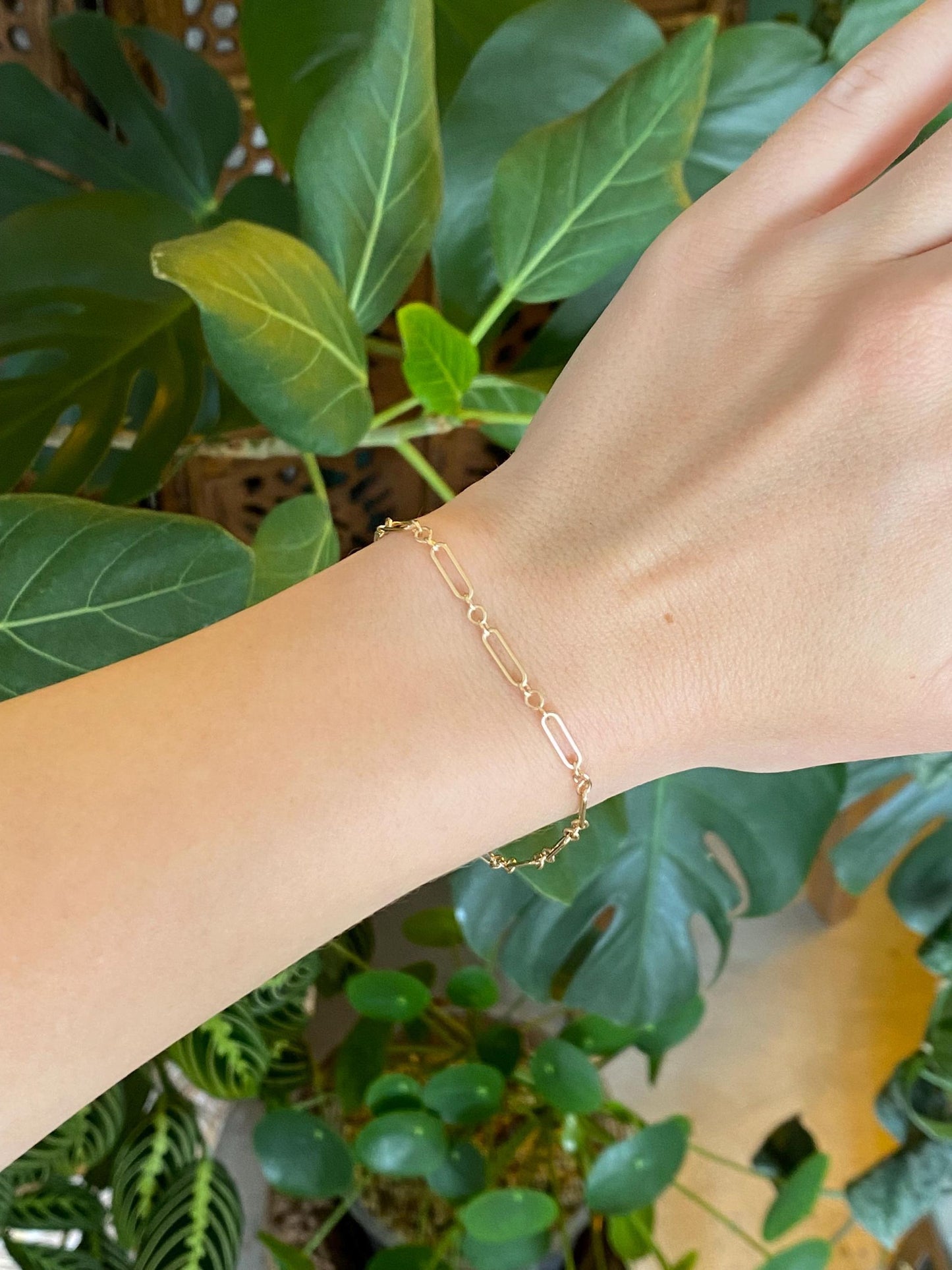 Vintage Solid 14k Yellow Gold Trombone Albert Link Bracelet - 7.25 inches
