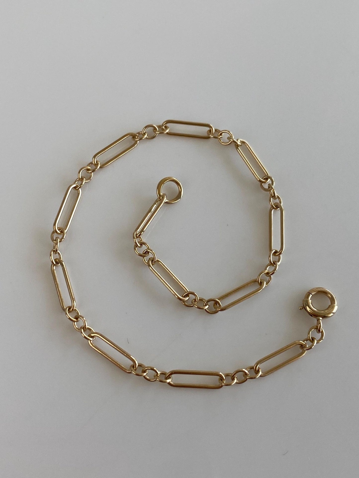 Vintage Solid 14k Yellow Gold Trombone Albert Link Bracelet - 7.25 inches