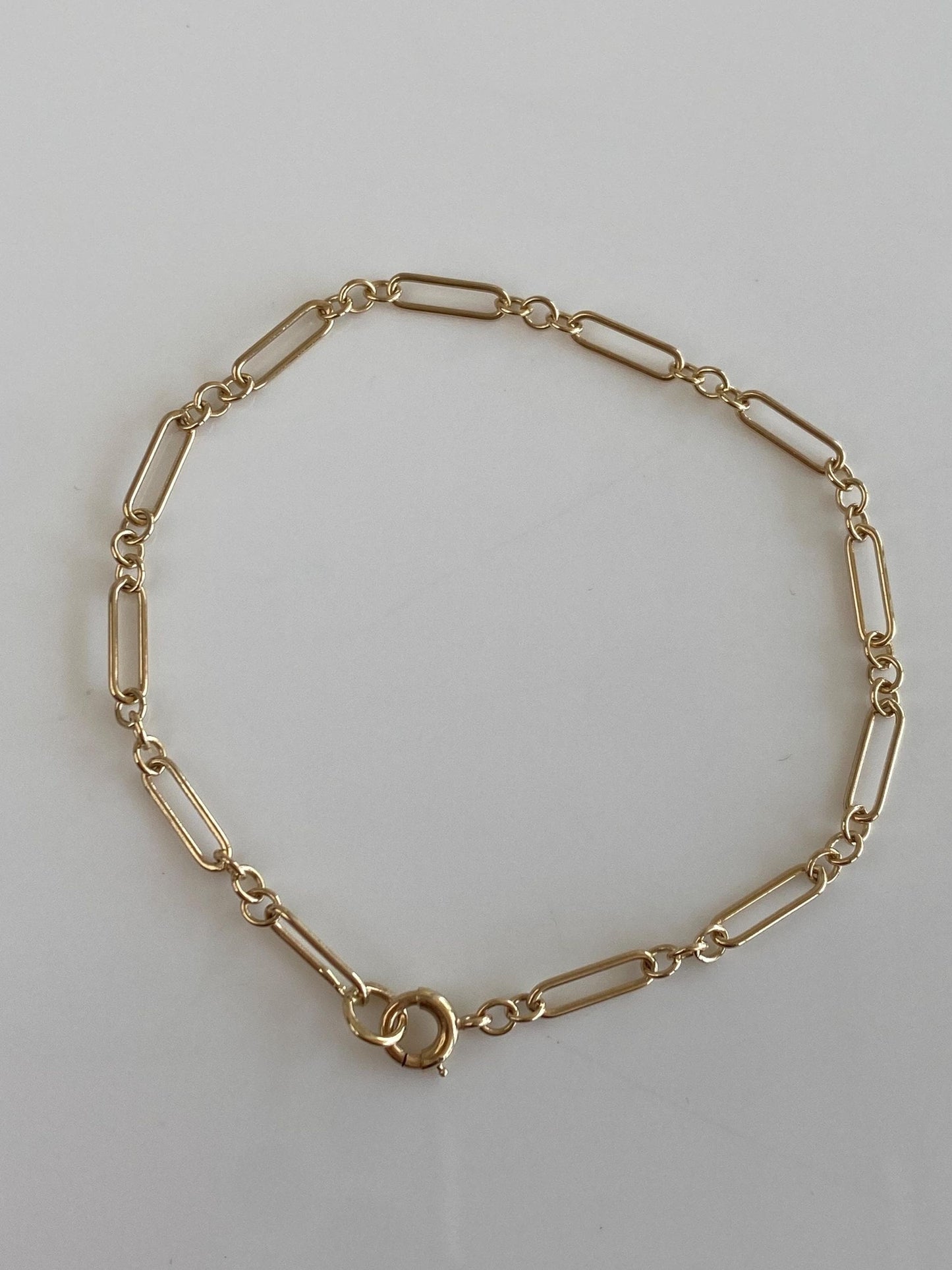 Vintage Solid 14k Yellow Gold Trombone Albert Link Bracelet - 7.25 inches