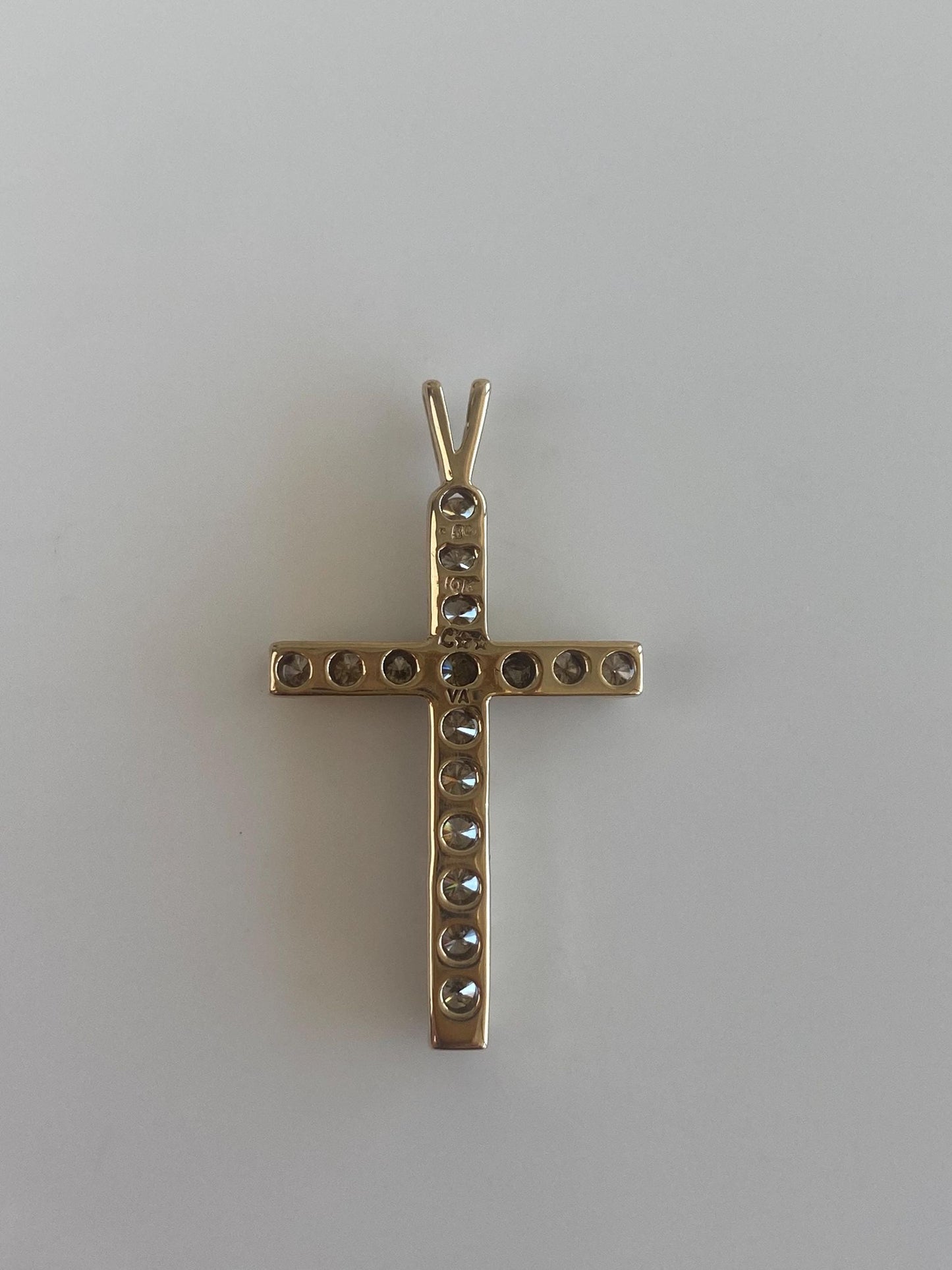 Vintage Solid 10k Yellow Gold Champagne Diamond Cross Charm