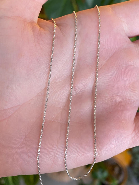 Vintage Solid 10k White Gold Dainty Chain Necklace - 24.75 inches