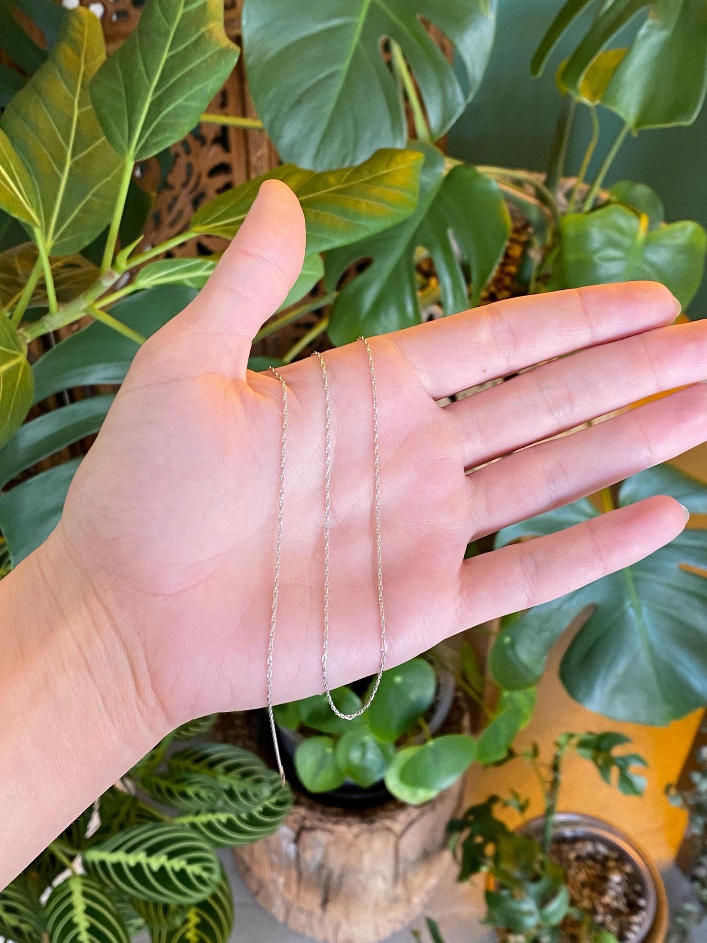 Vintage Solid 10k White Gold Dainty Chain Necklace - 24.75 inches